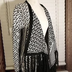 Shawl collar abstract pattern cardigan